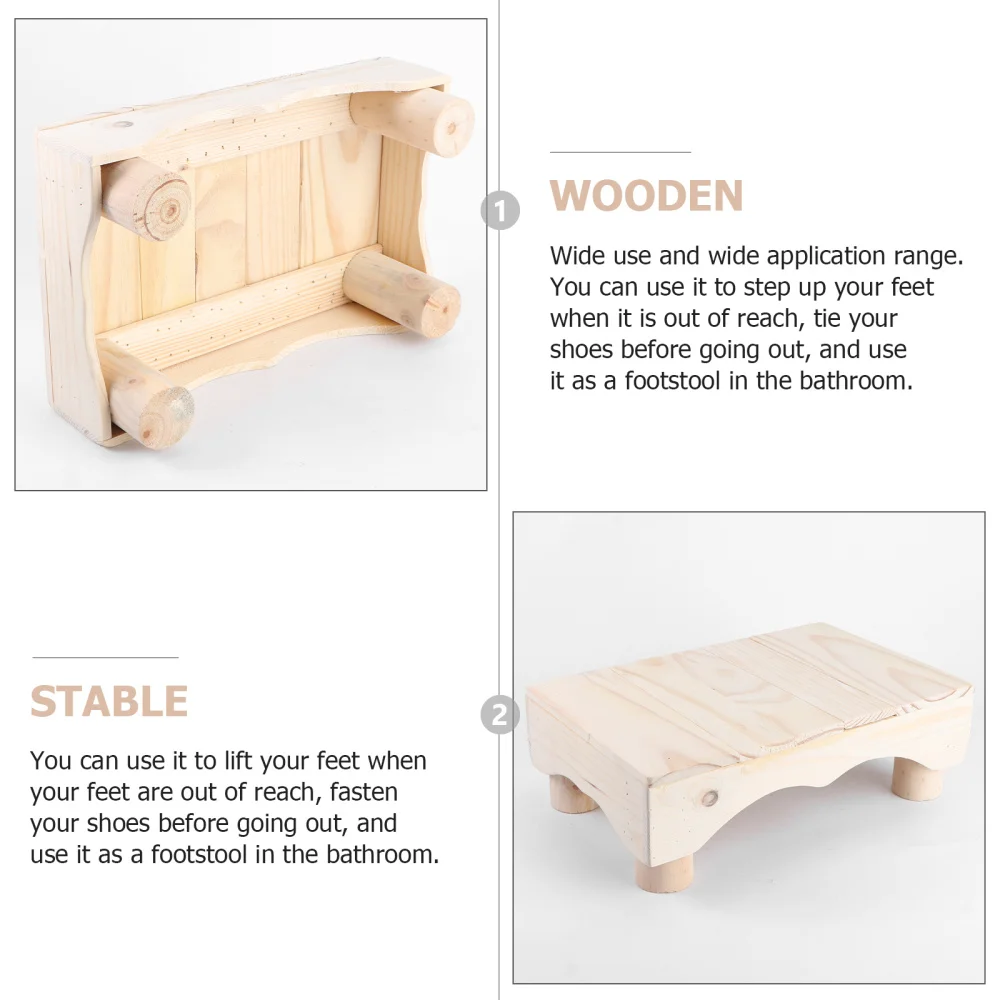 

1Pc Wooden Step Stool Children Footstool Toilet Chair Foot Stool Piano Footstool