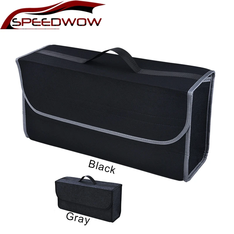 

SPEEDWOW Car Trunk Organizer Car Soft Felt Storage Box Cargo Container Box Trunk Bag Stowing Tidying Holder Multi-Pocket