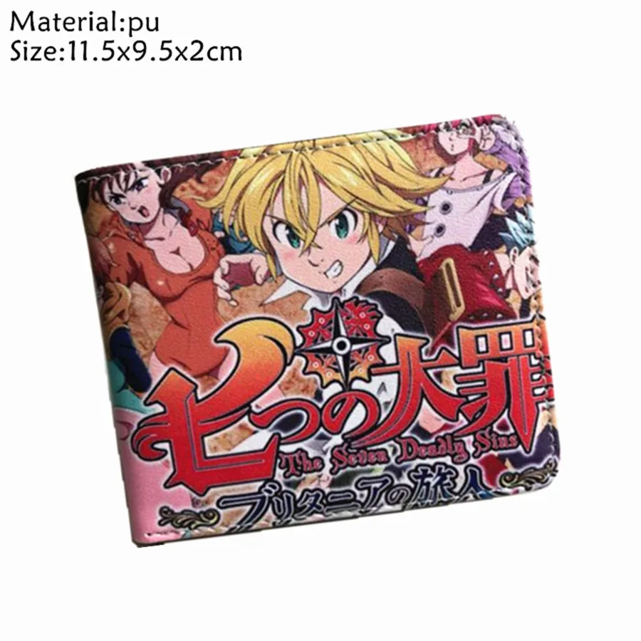 Короткий кошелек Meliodas из искусственной кожи с рисунком из аниме «Семь мертвых Грехов», держатель для карт, кошелек для фотографий, кошелек для мальчиков и девочек на молнии, кожаный кошелек с рисунком из мультфильма, подарок