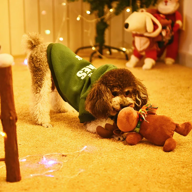 Рождественские игрушки для домашних животных пищащие собак белая плюшевая кукла