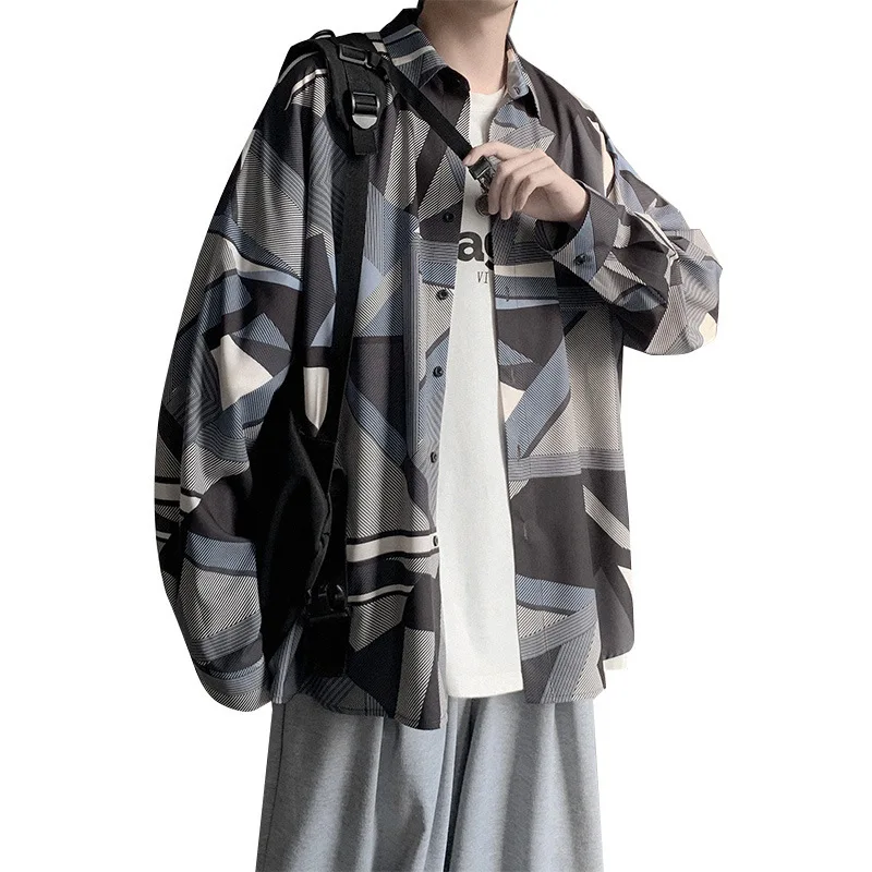 

2021 summer loose large size flower shirt men spring loose fashion personality leisure long-sleeve shirt