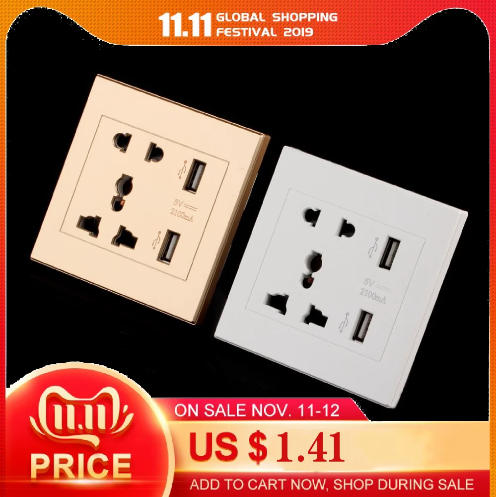 Двойной USB-порт 5 В 2100MA электрическое настенное зарядное устройство док-станция