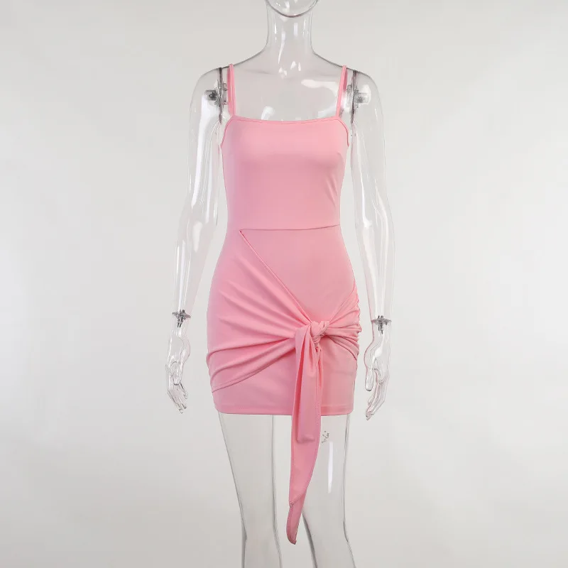 

Sexy Slim-Fit Halter Strap Ladies Dress Sleeveless Mini Skirt Tight-Fitting Sexy Party Lace-Up Skirt Club Wear New 2021