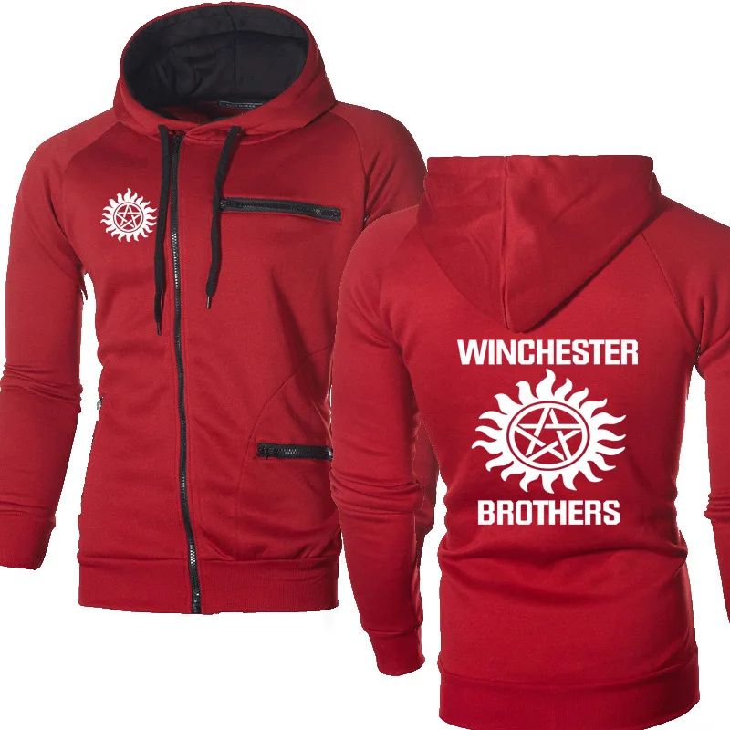 

2021 Hoodies Men Winchester Bros Sportswear Fleece Zipper Jacket Mens Harajuku Hooded Sweatshirt
