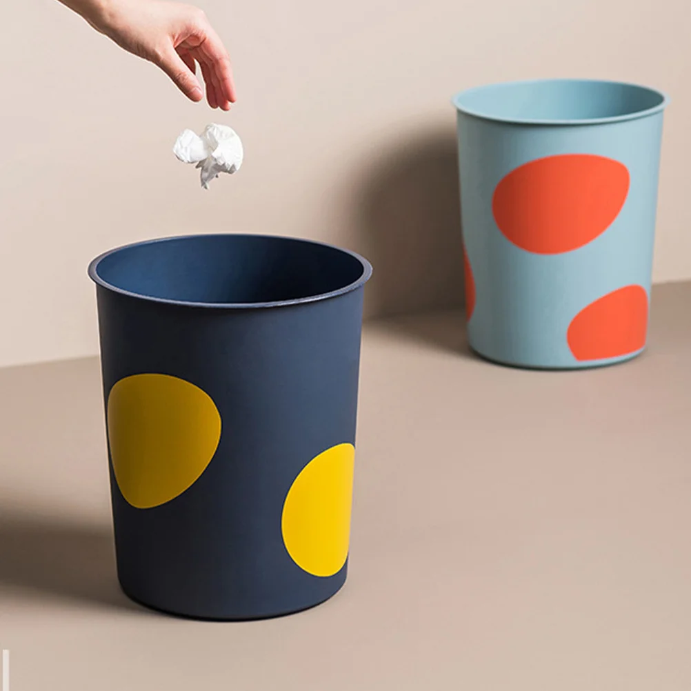 

Wave Dot Printing Garbage Bin Storage Box Trash Can Organizer Desk Storage Basket Plastic Garbage Can