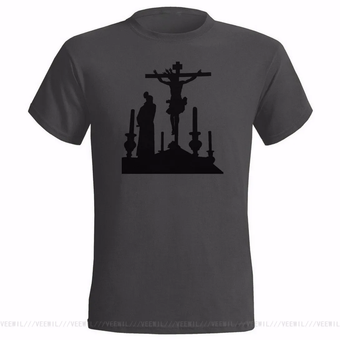 Распятие силуэт мужские футболки Футболка церкви распятие с христианскими