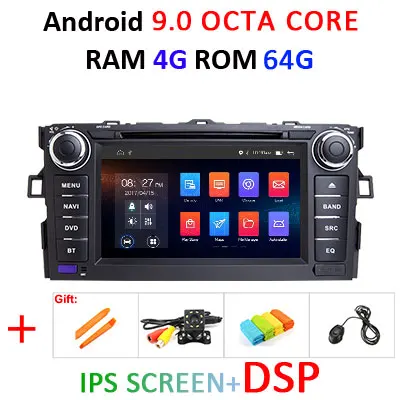 Ips DSP 8 ядерный 4G 64G 2 Din Android 9 Автомобильный мультимедийный dvd-плеер gps для TOYOTA COROLLA 2012 2013 AURIS Altis автомобильный Радио wifi obd2 - Цвет: 4G 64G IPS DSP