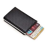 rfid blocking protection men id credit card holder wallet leather metal aluminum business bank card case credit card cardholder