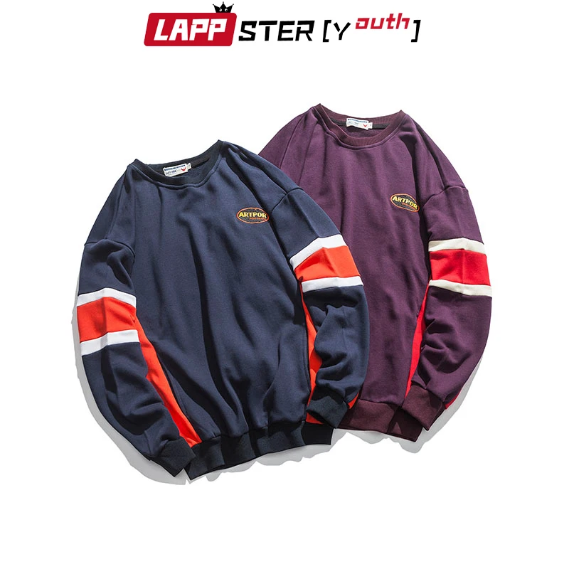 LAPPSTER мужские забавные Лоскутные толстовки Harajuku в клетку 2019 s японский уличная
