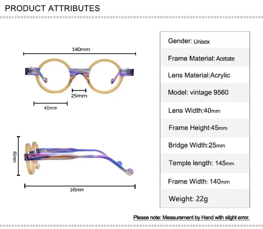 

Reading Glasses Vintage Unisex Acetate Round Frame Eyewear Brand Designer Anti-Glare Presbyopia Reader Eyeglasses Women Men