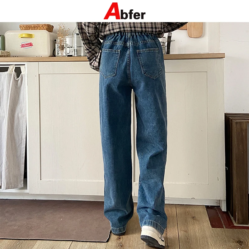 

Abfer Plus Size 5xl For Women Korean Fashion Heart Embroidery High Waist Baggy Jeans Streetwear Pants Vintage Denim Trousers Y2k