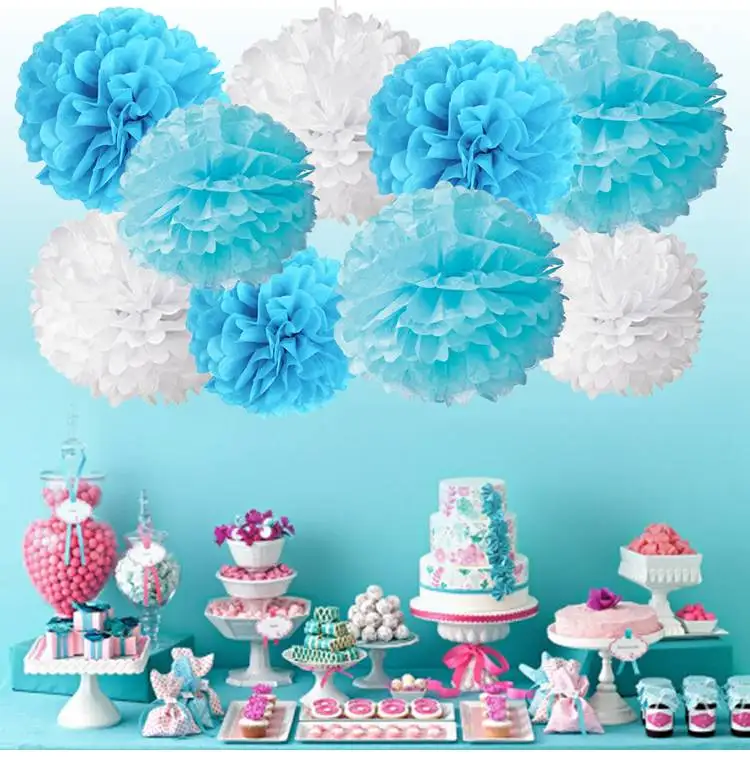 Blue Paper Pompom Huiran 10 шт., открытки, советы по предсказанию ребенка, сувенирная игра, декор для детского душа, крестины, декор для мальчиков и девочек, товары для дня рождения - Цвет: Blue Paper Pompom
