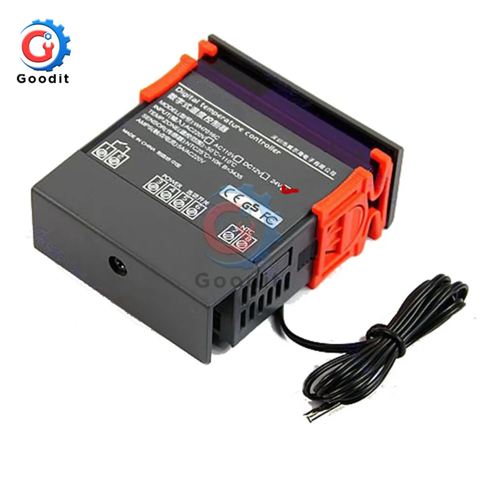 WH7016C DC 12V 24V AC 220V 10A lcd цифровой регулятор температуры, стабилизатор электронный термостат, термометр, управление+ зонд