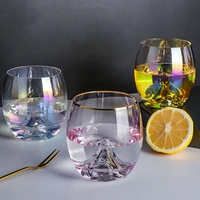 transparent colorful crystal glass cup coffee cup beer mug juice milk tea whiskey egg shaped glass cups gift household water cup
