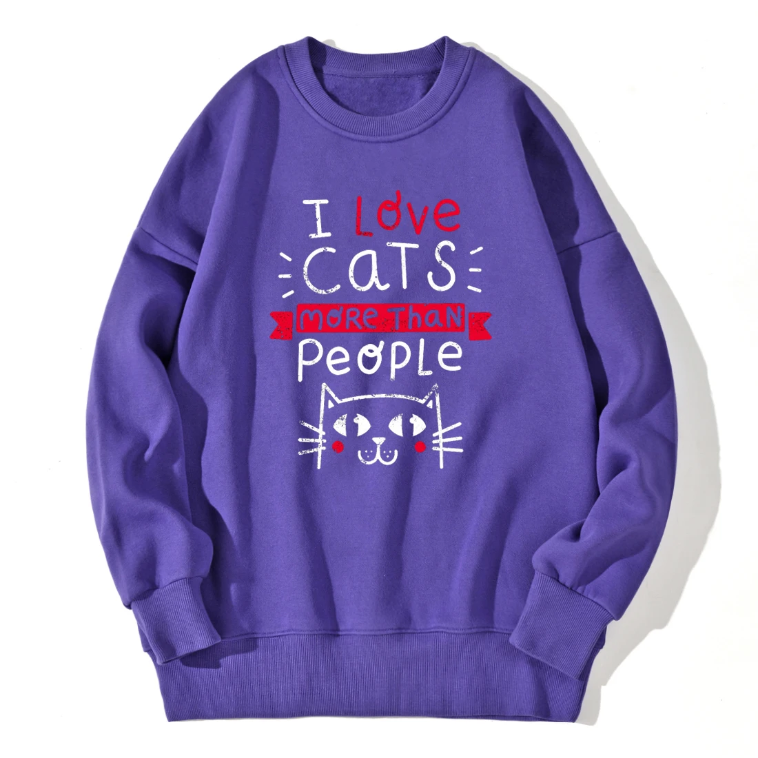 

Drop shoulders Mens Sweatshirt I Love Cats More Than People Harajuku Casual Tops Outwear Clothing Autumn Sudaderas Masculino