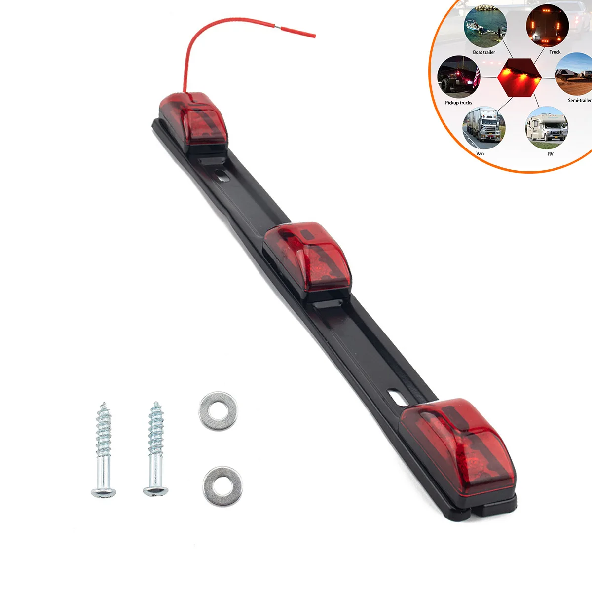 

BAR Marker Light 3 Light 9 LED Trailer LEDTruck Side Light Strip Light High Brake Light Of Pickup Truck Warning Brake Taillights