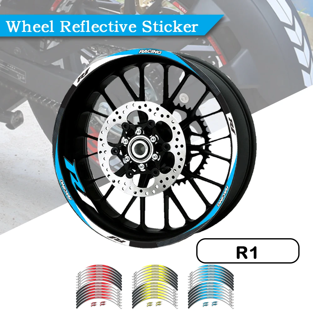 

Strips Motorcycle Wheel Tire Stickers Car Reflective Rim Tape Motorbike Bicycle Auto Decals FOR YAMAHA YZF R1 YZFR1/M/S