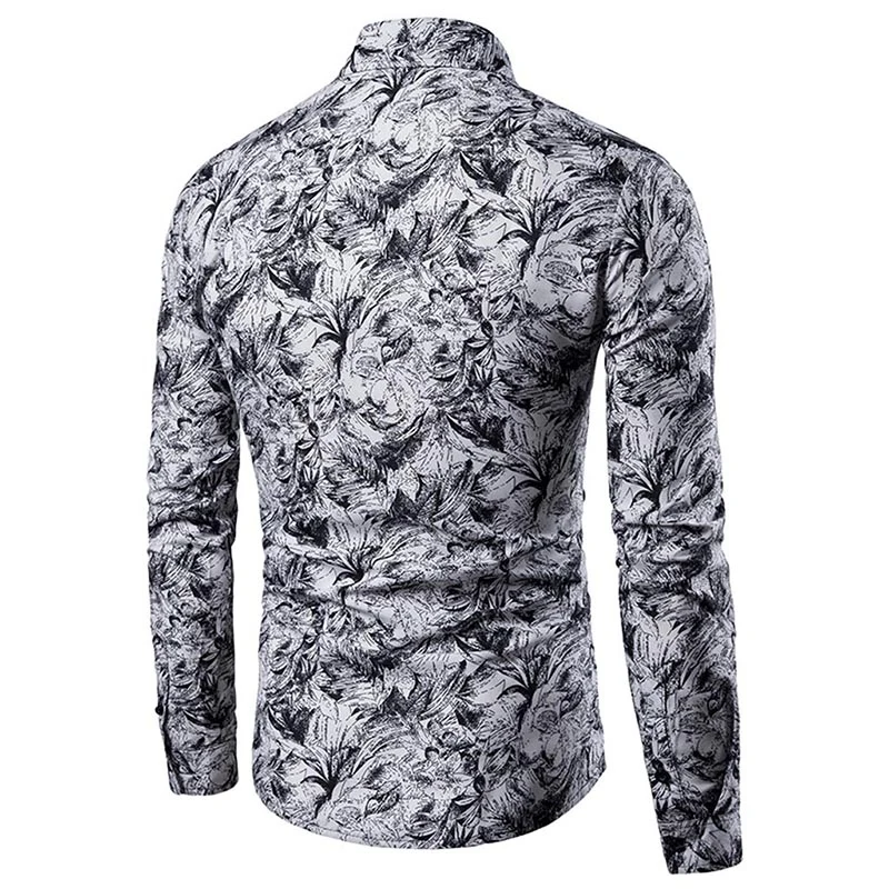 Осенне-зимняя мужская рубашка с длинными рукавами и принтом camisas hombre chemise homme