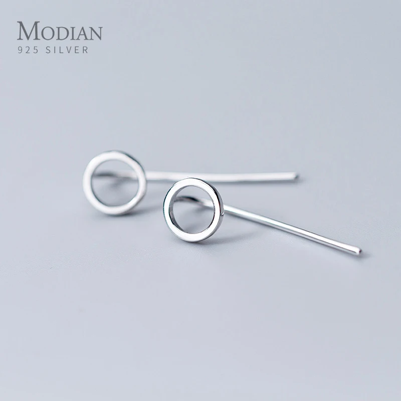 Женские серьги-Крючки Modian круглая капля серьга из настоящего серебра 925 пробы с