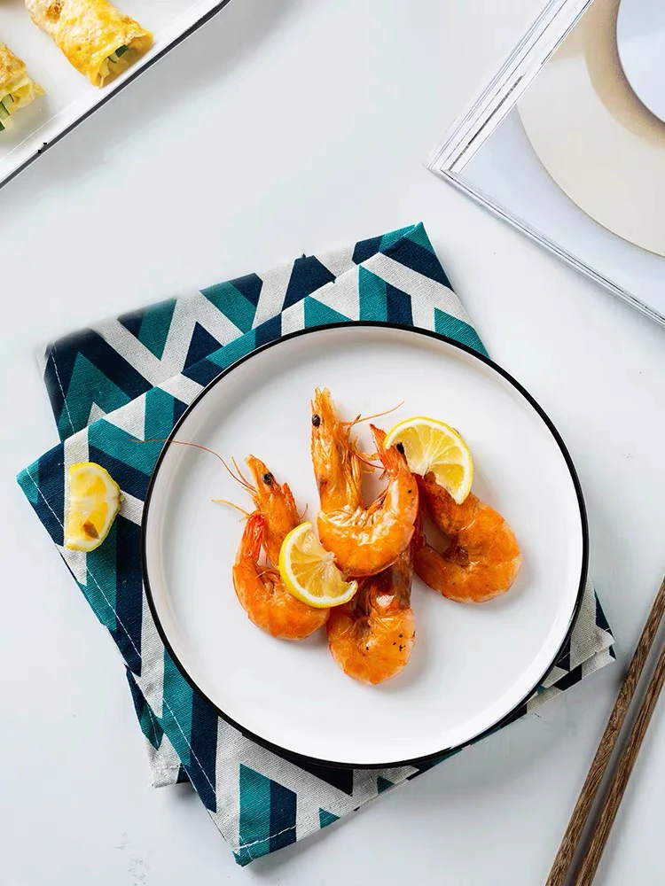 Одноцветная керамическая тарелка для стейка еды в скандинавском стиле столовая