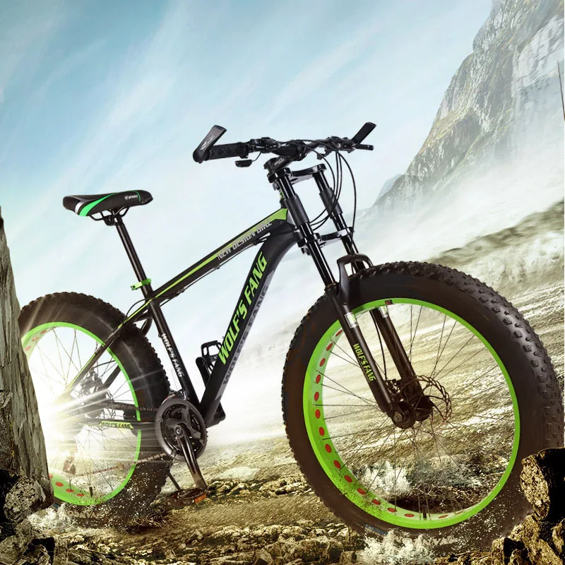 Велосипед Wolfs Fang горный велосипед дорожного типа с алюминиевой рамой 26x4.0" 7/21/24 скоростей рама Снежный пляж Громадный велосипед.