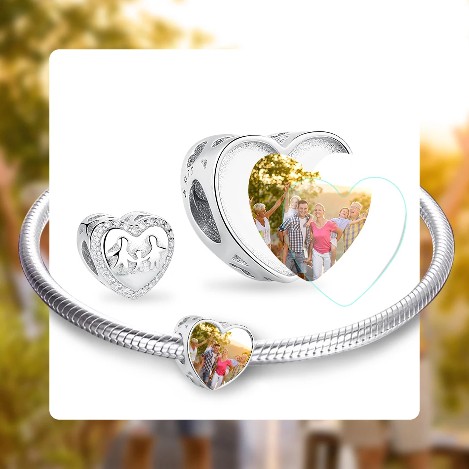 ELESHE Love is Семья 925 пробы серебряные изготовленные на заказ фото сердце