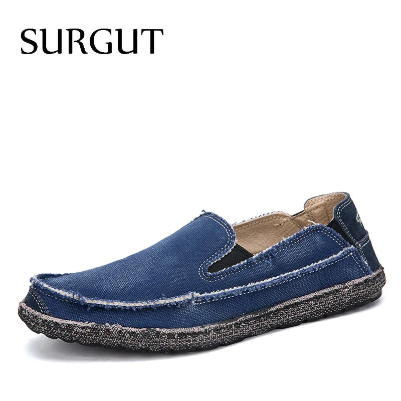 01 Blue SURGUT/Мужская парусиновая обувь; дышащая повседневная обувь для вождения; легкие эспадрильи; мужская обувь на плоской подошве; мягкие лоферы; большие размеры 39-47 - Цвет: 01 Blue