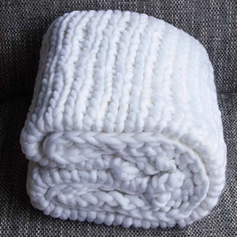 Толстое трикотажное одеяло ручной работы из толстой шерсти объемное супер