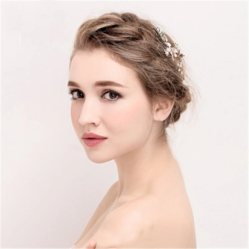 Hollowing out Leaf Bridal Hair Comb For Bride Handmade Wedding Jewelry Accessories Party Headdress Flower Combs women Charms | Свадьбы и