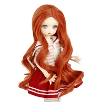 muziwig 13 14 16 bjd doll wig doll accessories heat resistant wire long curly red grey khaki brown wigs for diy bjd dolls
