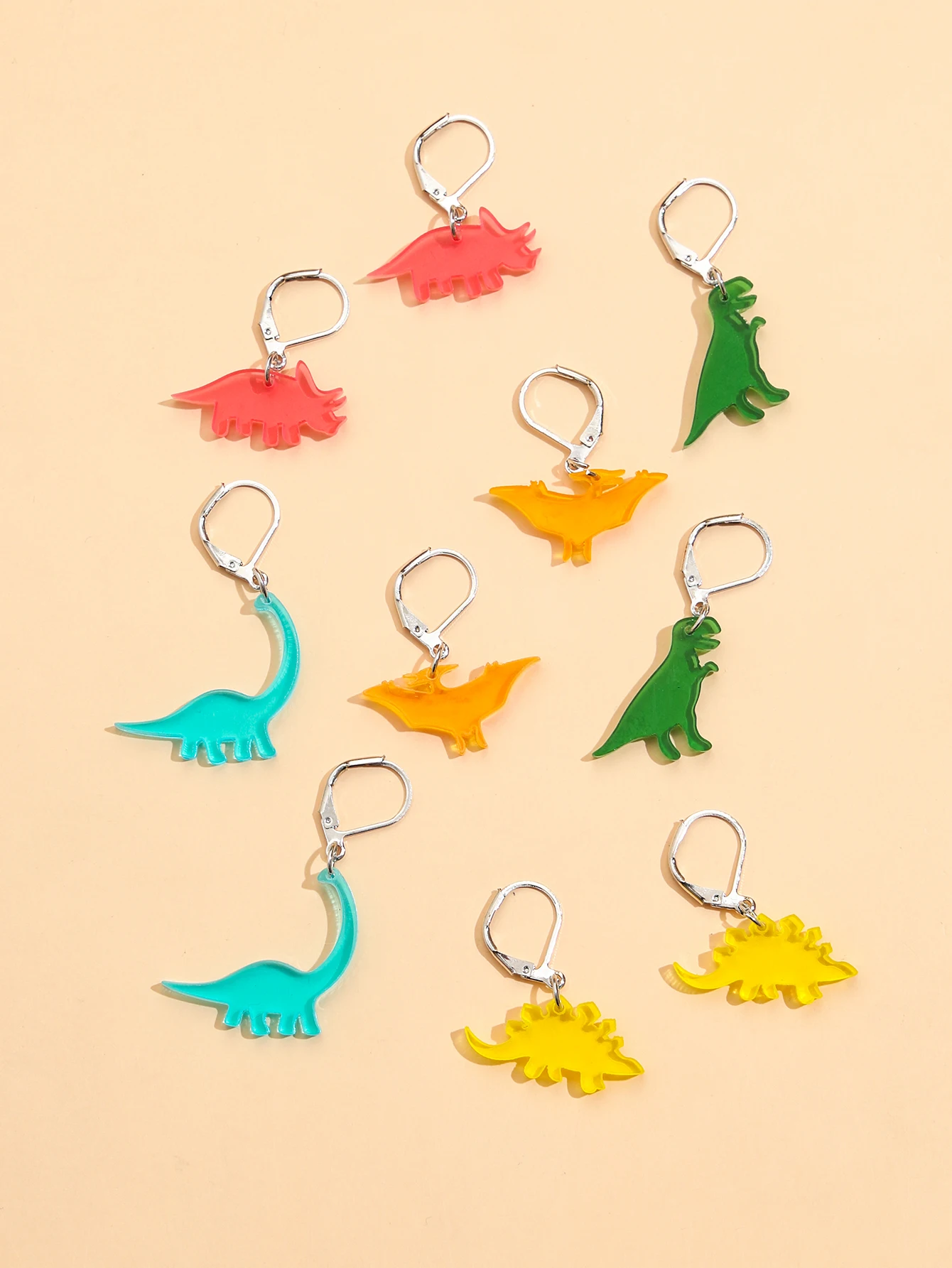 

Stillgirl 5 Pairs Cute Multi Color Dinosaur Pendant Earrings for Women Punk EDGY Animal Set Hoop Couple Y2k Fashion Jewelry Gift