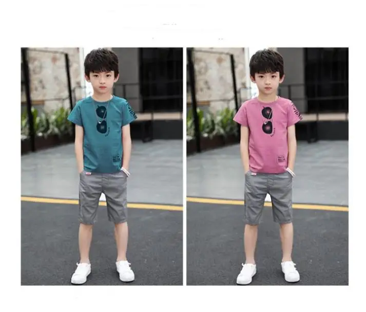 

Fashion Boys short sleeve + shorts suit Casual movement Two-piece suit Big kids' suits