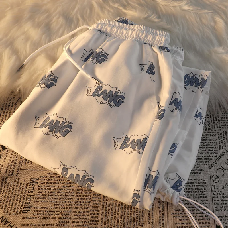 

Американские уличные хип-хоп брюки женские на весну и осень свободные уличные стильные шикарные в гонконгском стиле хип-хоп Завязывающиеся...