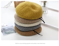 beret women autumn and winter thick warm woolen woolen hat korean printmaker hat lamb hair hat fashion beanie beet hat
