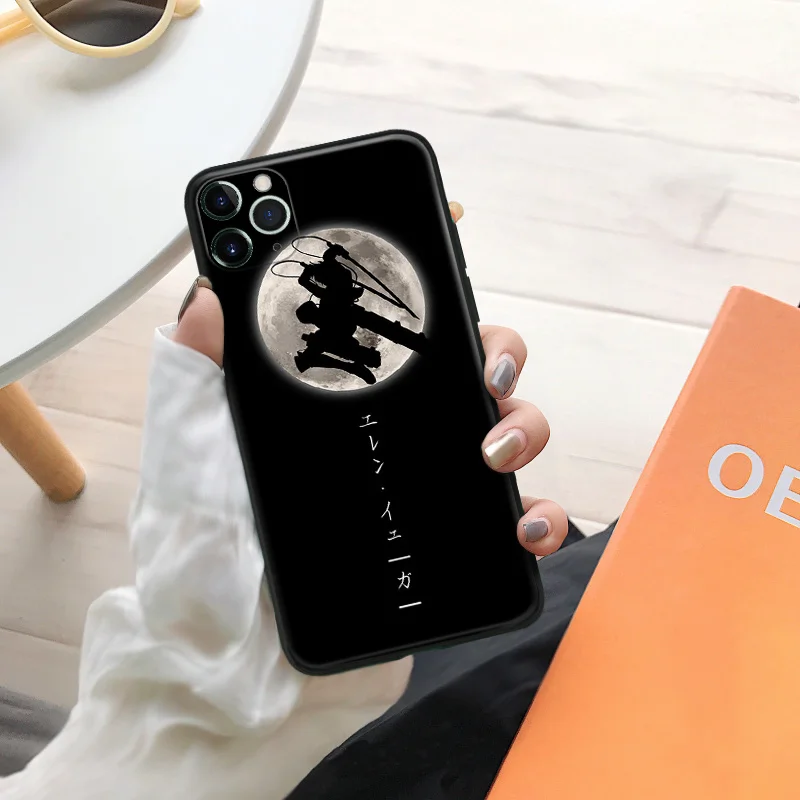 attack on titan anime eren jaeger silicone phone case for iphone se 6 6s 7 8 plus x xr xs 11 12 mini pro max glass cover shell free global shipping