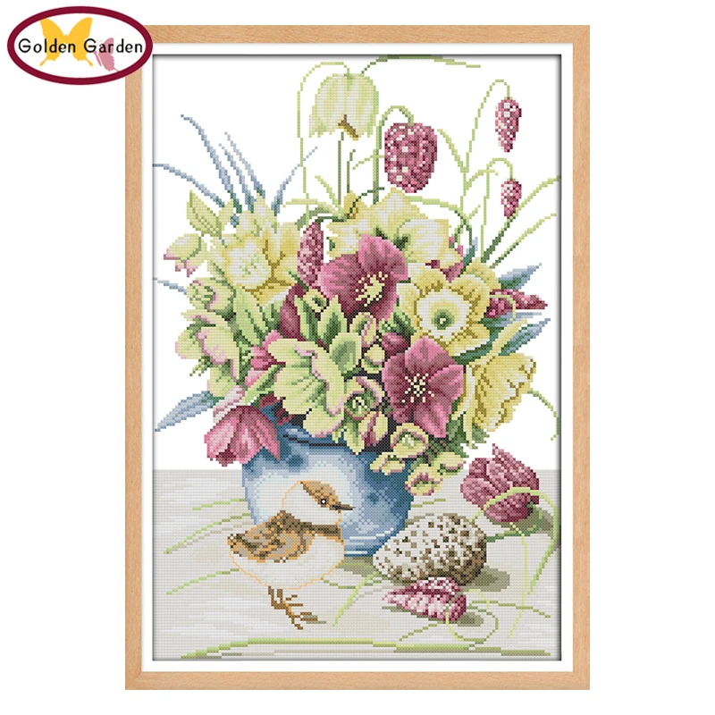 

Вышивка крестиком GG с изображением цветов и птиц, комплекты для рукоделия вышивки наборов, для домашнего декора