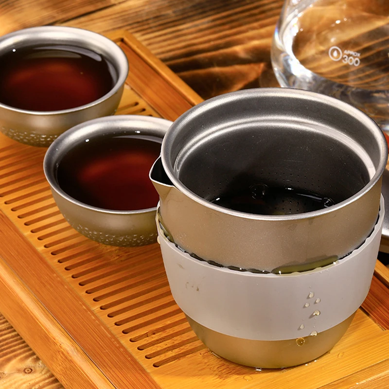 

Titanium Teapot Coffee Server 300ml Titanium Coffee Pot Coffee Kettle Brewer Barista Percolator Clear With Tea Infuser Filter