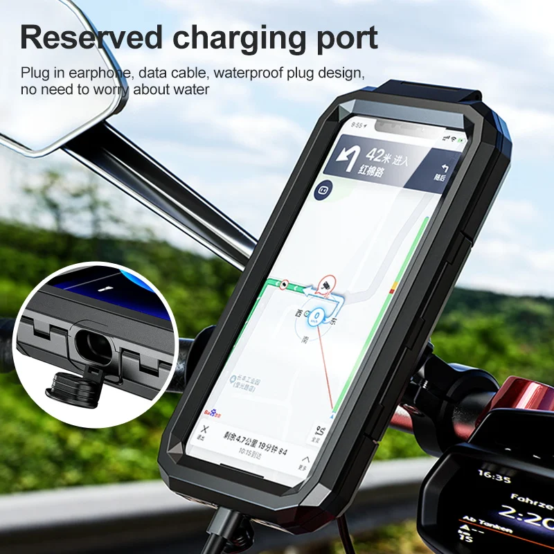 bike motorcycle phone holder waterproof handlebar rear view mirror bracket for 4 7 6 8 phone with charging port for iphone 12 free global shipping