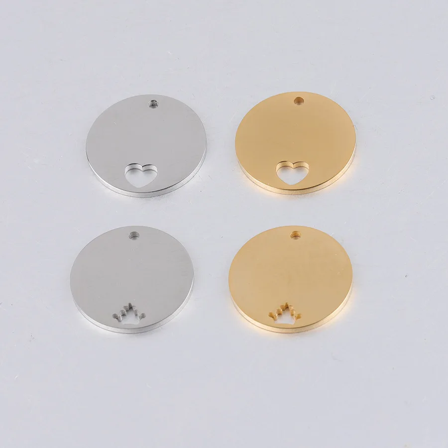 20 мм Нержавеющая Сталь пустая круглая подвеска с внутренней полой короной сердце