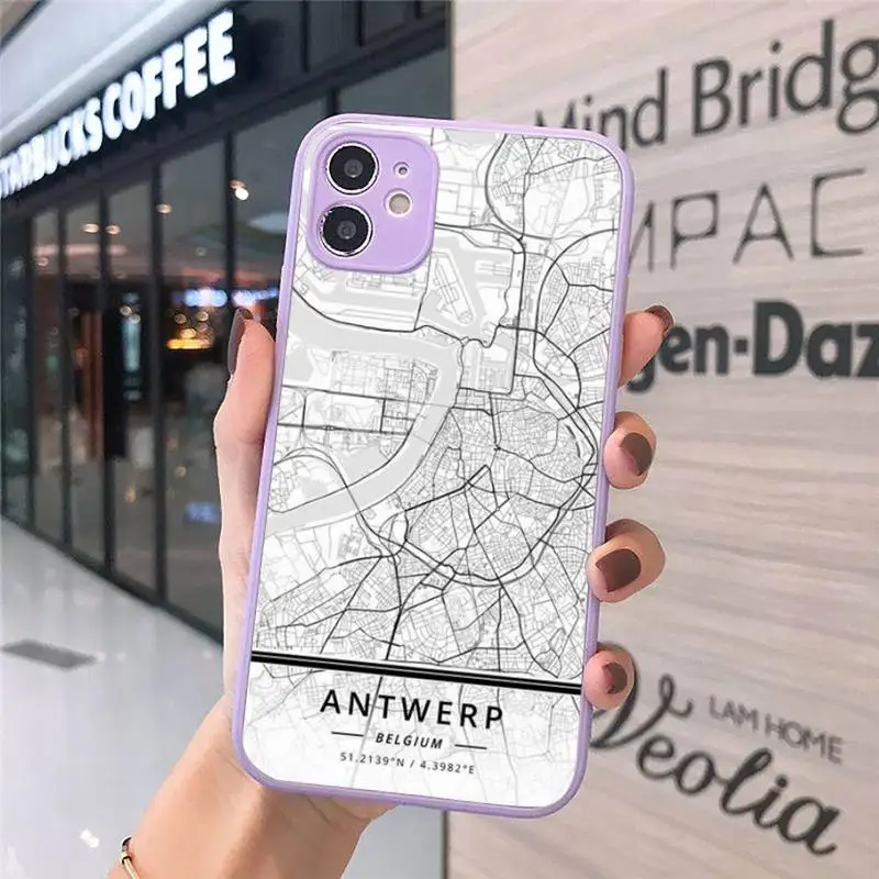 

London Country Sketch City Map Phone Cases matte transparent For iphone 7 8 11 12 plus mini x xs xr pro max cover