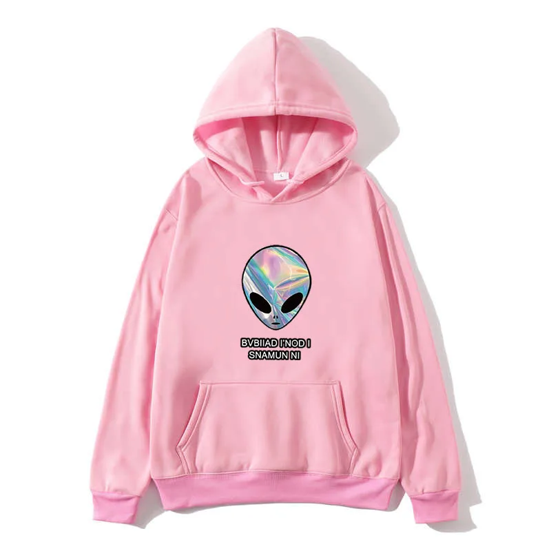 New Harajuku sweatshirt ladies warm hip-hop street clothing punk women hoodies horror fashion casual simple alien printed letter