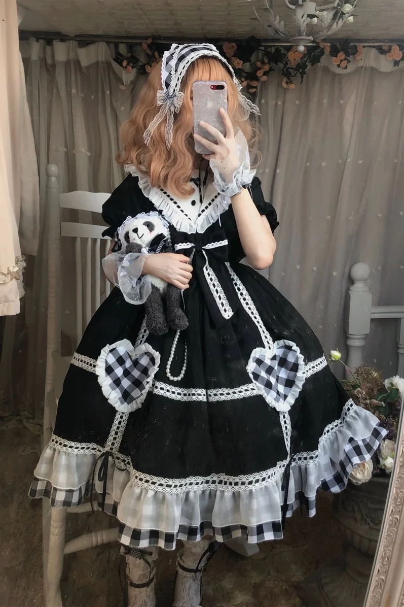 

Palace princess sweet lolita dress retro sailor collar falbala high waist victorian dress kawaii girl gothic lolita op loli cos