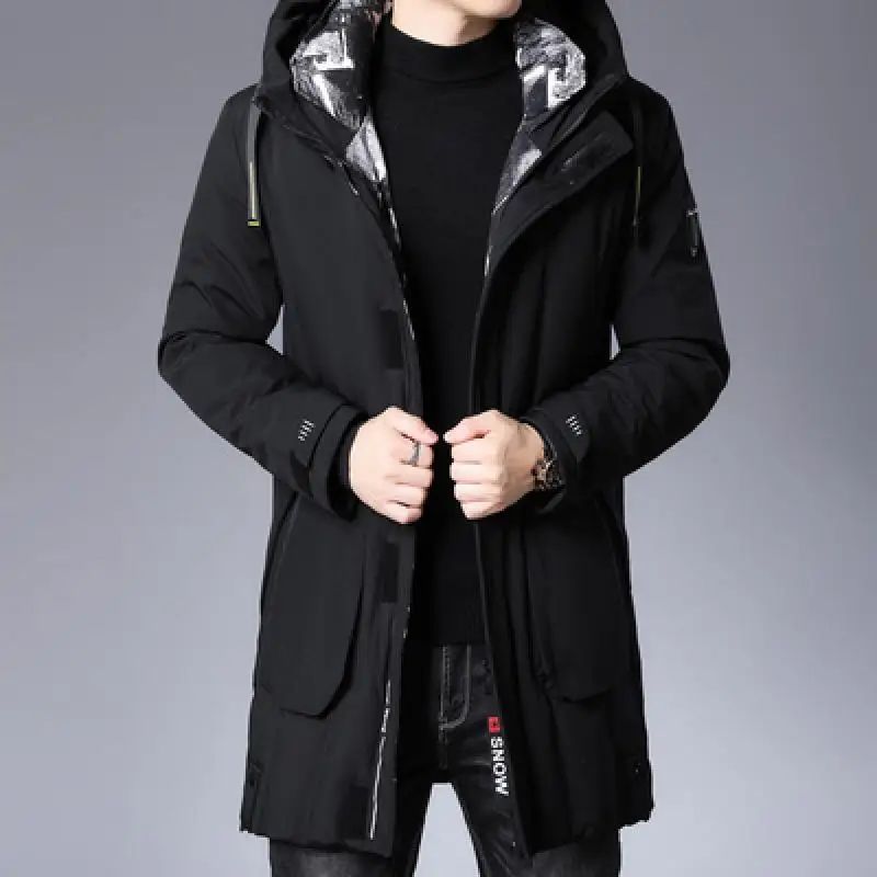Winter Down Jacket Men Long Overcoat With Hood Thick Coat Men Warm Jacket Fashion Clothing 2021 Harajuku Jacket Japen Style