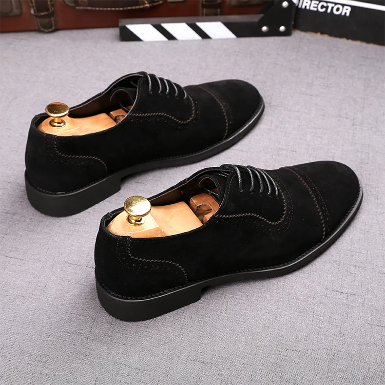 Мужские повседневные замшевые туфли на шнуровке классические оксфорды в