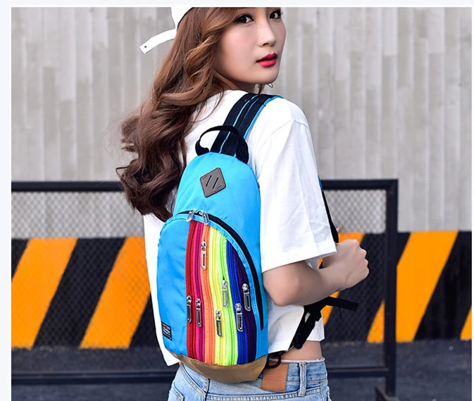 2022Travel Bag Ladies Backpack Fashion Rainbow Crossbody Chest Bag Children's Backpack Parent-Child Dual-Use Female Bag