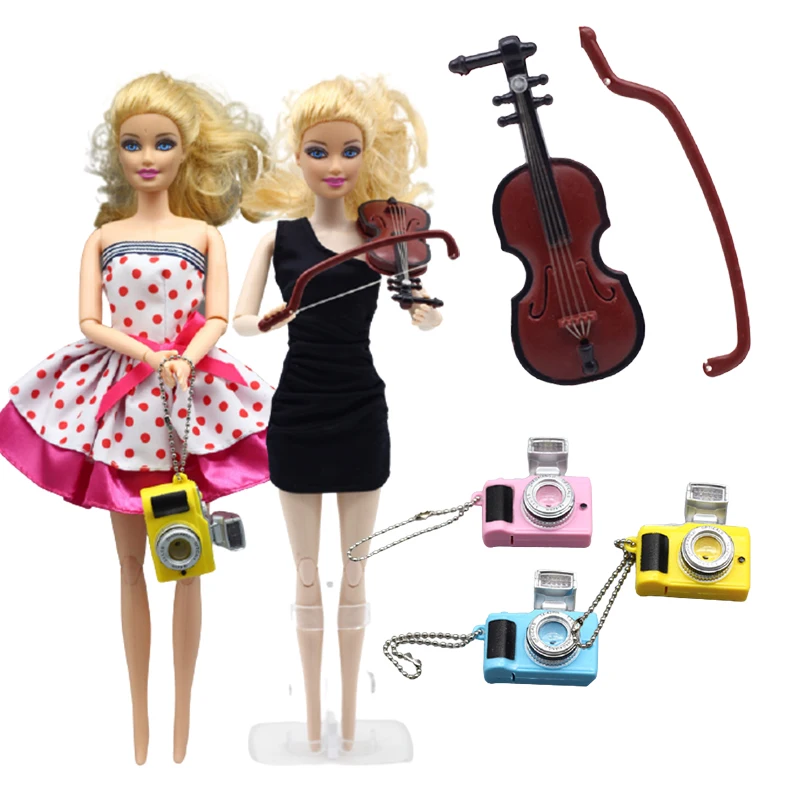

KIEKA Miniature Camera for Girl Dolls Musical Instruments Violin for 1/6Doll House Decoration Acessories Toys for Children