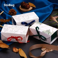 stobag 20pcs greenredblue gift boxes with ribbon wedding birthday party chocolate candy packing support box favor