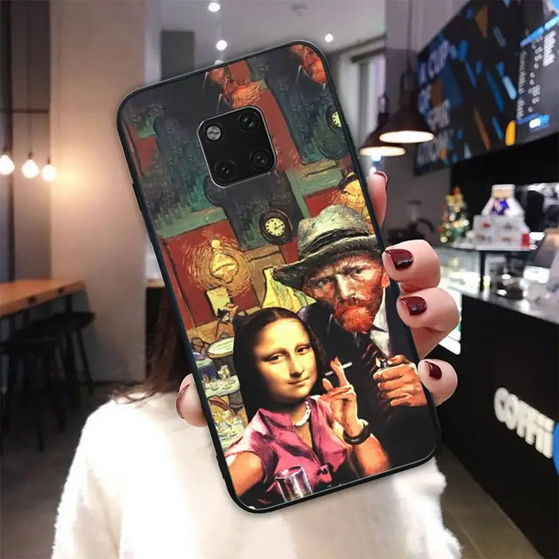 

Artist Van Gogh's Mona Lisa Black Silicone Cover Case For Huawei Mate 9 10 20 30 Lite 9 10 20 30 Pro 20X Funda