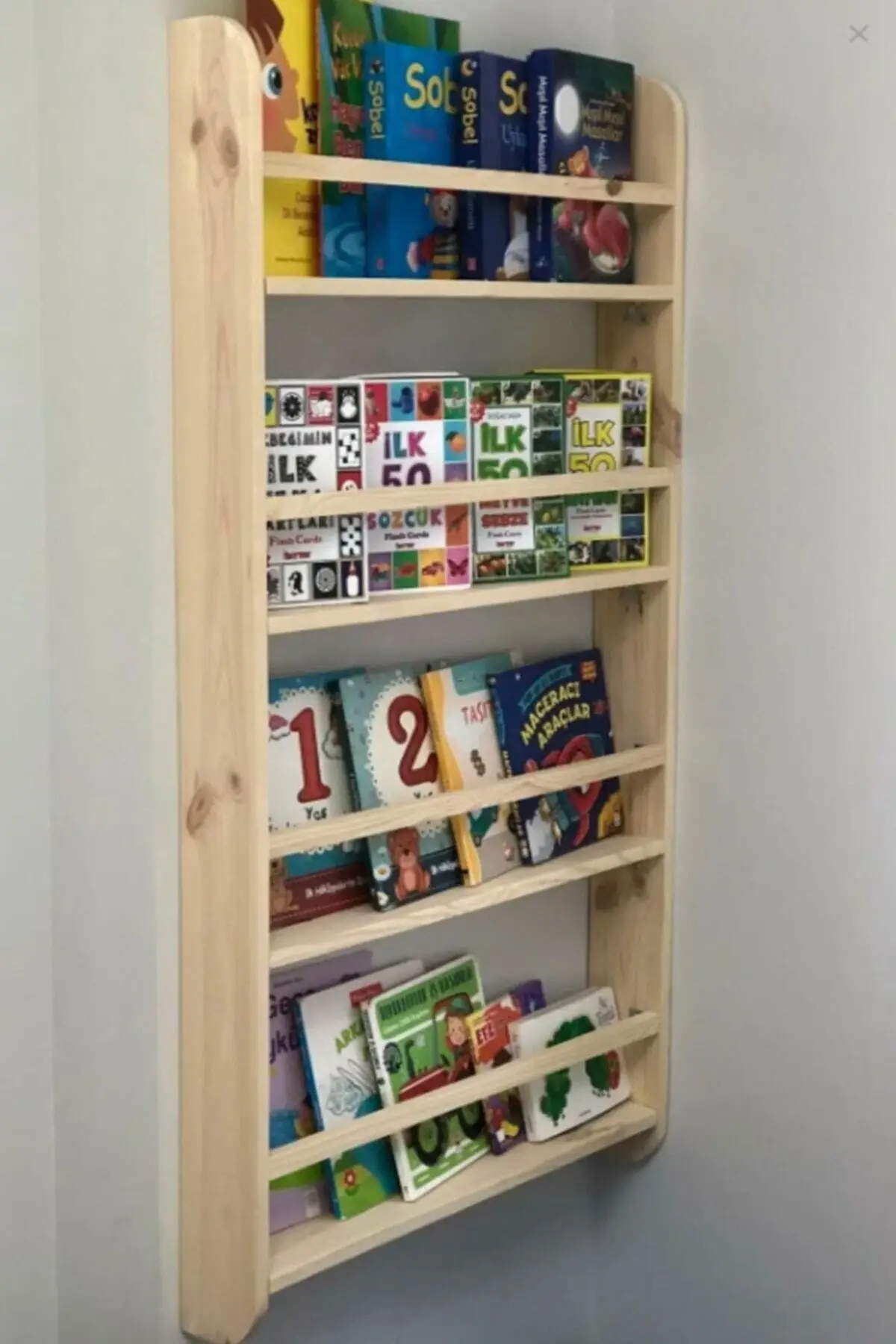 

Montessori Children Room Educational Bookcase Wood Wall Mounted 4 Shelves