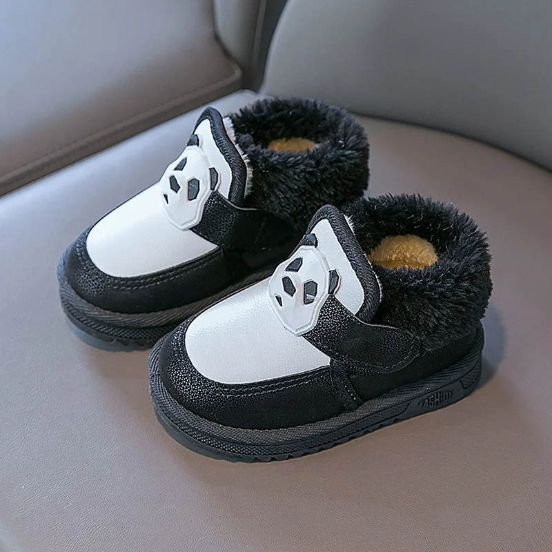 

Kids Snow Boots for Boys Winter 2022 Baby Girls Panda Boots Leather Splicing Children Fashion First Walker Shoes Drop Shipping